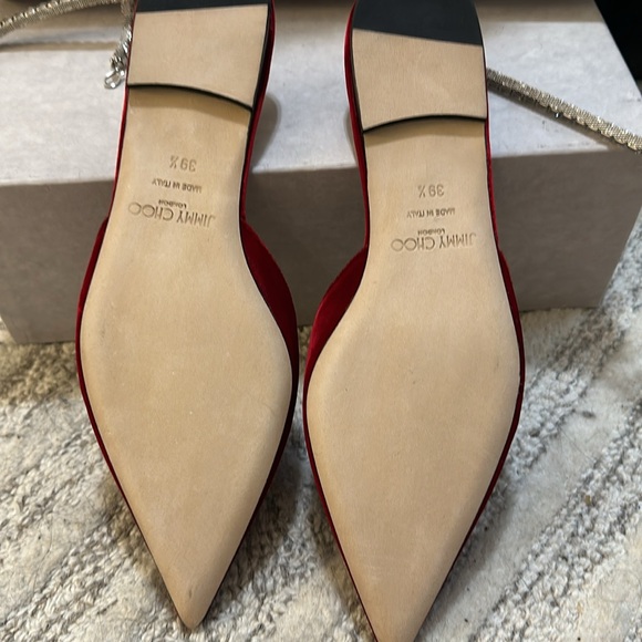 BRAND NEW JIMMY CHOO RED VELVET SAEDA FLATS SIZE 9.5 - Picture 3 of 7